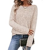 Womens Tops Sweaters Ladies Tunics Casual Long Sleeve Shirts Blouses Tees Dressy Casual Clothing Boat Neck Fashion 2025