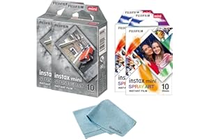 FUJIFILM Instant Mini Spray Art Film 2 Pack (20 Shots) + BluebirdSales Microfiber Cleaning Cloth - Creative Instant Photography Bundle