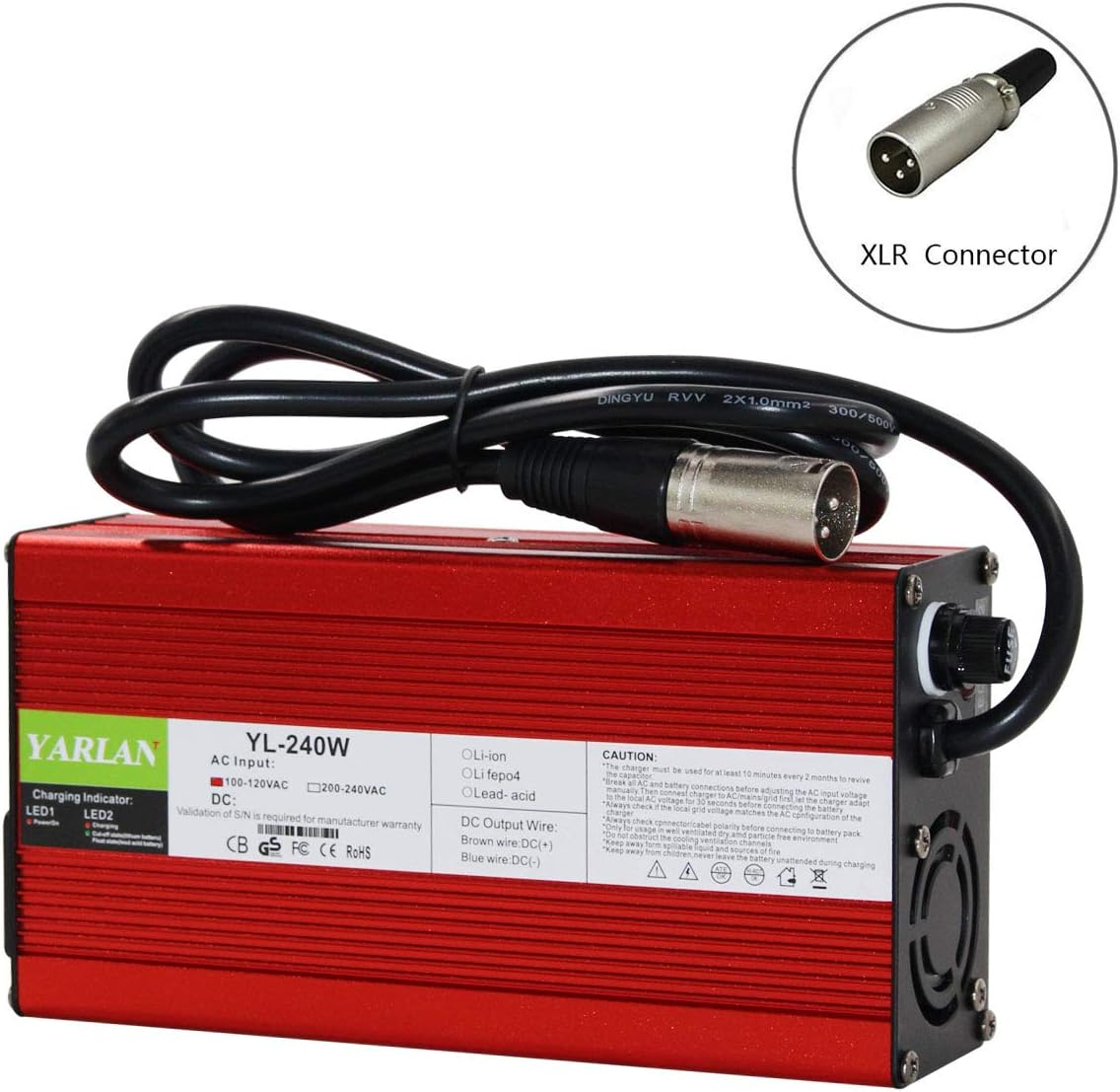 54.6V 4A Charger Electric Bike Charger 48V Li-ion Battery Charger 48V Charger 48V Scooter/E-Bike/Boat/Motorcycle Battery Charger 48V Ezgo Battery Charger (3P-XLR-1+2-)