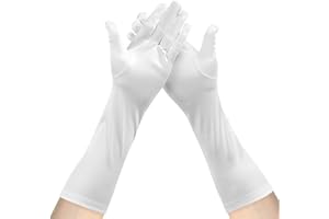 JUNART Long Satin Gloves 15.3" Women Forearm Length Gloves Soft and Breathable Gloves for Opera Wedding Party Dance Halloween