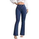 SOLY HUX Women's Flared Jeans High Waisted Bell Bottom Bootcut Long Denim Pants with Pocket