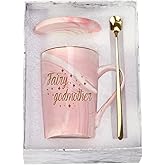 WENSSY Godmother Gifts from Godchild, Fairy Godmother Mug, Fairy Godmother Gifts, Mothers Day Godmother Gifts Mother’s Day Birthday Gifts for Godmother 14 Ounce Pink with Gift Box