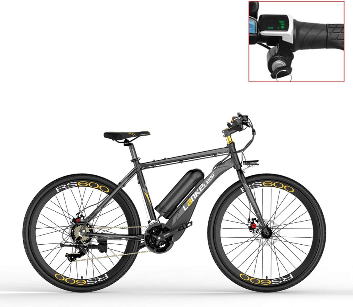 LANKELEISI RS600 700C Pedal Assist Electric Bike,36V 20Ah Battery,400W Motor, Aluminium Alloy Airfoil-shaped Frame,Both Disc Brake,20-35km/h, Road Bicycle