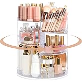 Boxalls Makeup Organizer Rotating Large Capacity, 360 Makeup Carousel with Brush Compartment, Clear Skincare Cosmetic Spinning Organizer with 7 Layers for Countertop Vanity Bathroom Bedroom