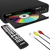 Philips DVD Players for TV with HDMI Port 1080P All Region HD DVD Player for Smart TV USB Input Remote Control Device and RCA
