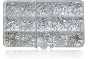 Treedix 150pcs 5mm LED Light Emitting Diode 15 Colors x 10Pcs LED Lamp Assortment Set Kit White/Warm White/Cold White/Red/Green/Aquamarine/Blue/Ice Blue/Yellow/Orange/Pink/Purple/Fast FLA with Kit Box