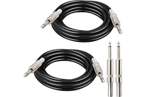 MOOKEERF 1/4" Speaker Cable - 2PCS 3 Feet 1/4 Inch TS Male DJ/PA Instrument Guitar Cable 3FT Speaker Wire Cord for Audio Amplifier Guitar - 2 Pack