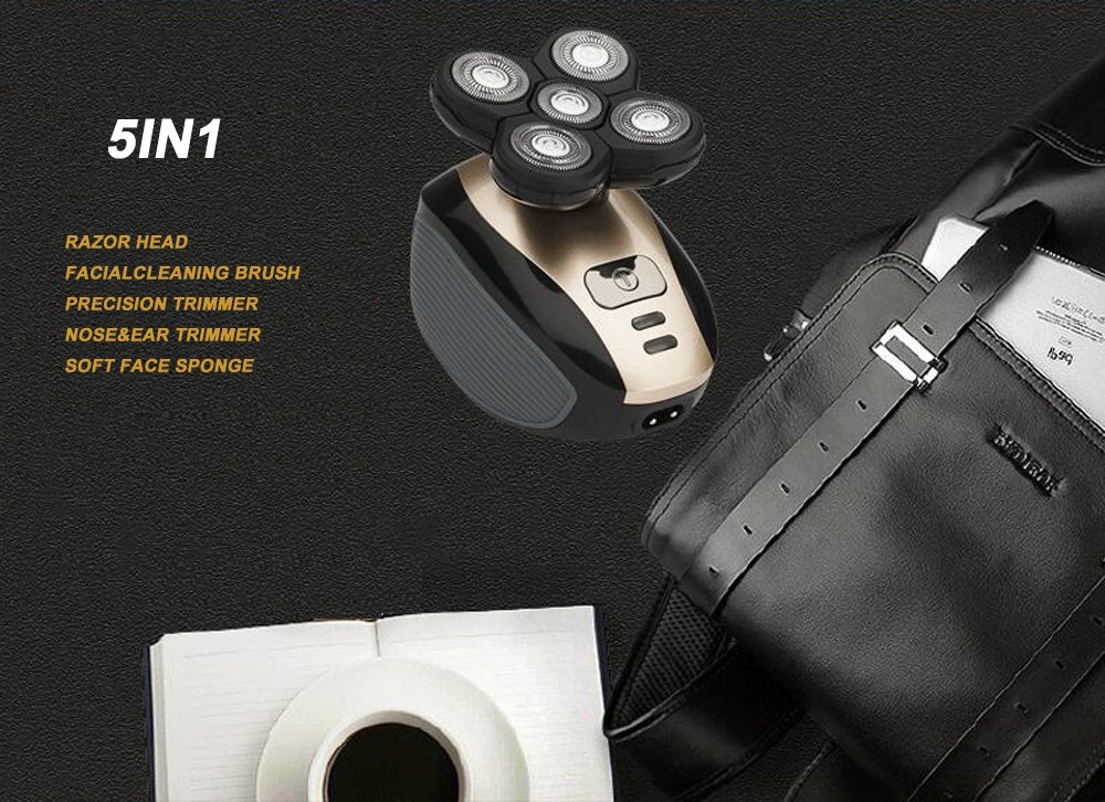 Men\'s Electric Shaver 4D Rotary Shavers Wet & Dry Beard Trimmer Cordless Sideburn Trimmer USB Rechargeable 5 in1 Waterproof Mens grooming kit