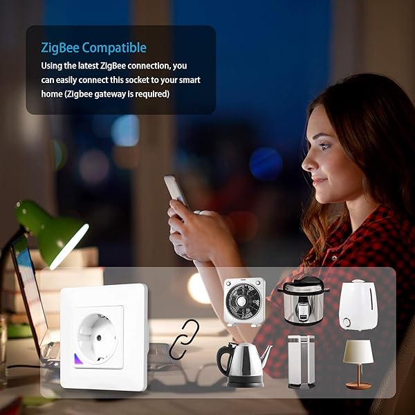 TEEKAR Enchufe Inteligente WiFi ZigBee 3 0 WlanEnchufe de Alexa Compatible con Alexa y Google Home Control de aplicacin por Voz Toma de Pared WiFi Inteligente con funcin de sincronizacin