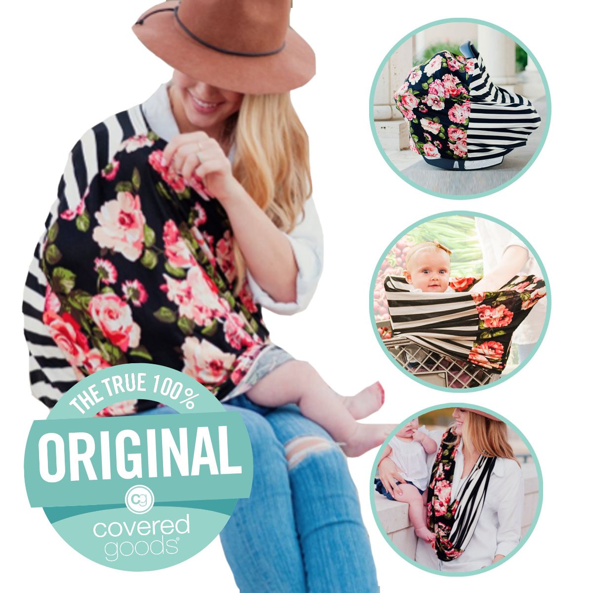 Covered Goods The Original Multi Use Maternity Breastfeeding Nursing Cover Infinity Scarf And Car Seat Cover Floral Mismatch