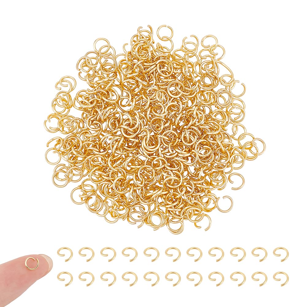 UNICRAFTALE 500Pcs Stainless Steel Open Jump Rings 5mm Round Rings Real 24K Gold Plated Jump Rings Metal Connectors Rings for DIY Jewelry Crafting and Keychain Accessories Earring Bracelet Pendant
