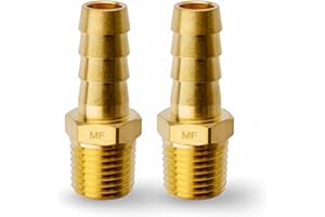 MAACFLOW MAACFLOW Brass 1/4" Male NPT to 3/8" Hose ID Barb Barbed Hose Fitting Adaptor Connector (Pack of 2)