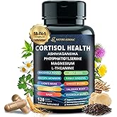 Nature Aurora 18-in-1 Cortisol Supplements for Women & Men, Cortisol Reducer Detox Manager with Magnesium, Ashwagandha, L-Theanine, Phosphatidylserine for Mood, Sleep, Focus Support, 120 Capsules