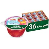 Dole Fruit Bowls Peaches, 4.3oz, 36 Total Cups | In Strawberry Flavored Gel Snacks, Gluten &amp; Dairy Free, Bulk Lunch Snacks for Kids &amp; Adults