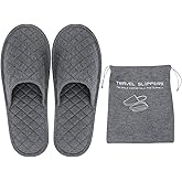 Ibluelover Portable Travel Spa Slippers Foldable Flat Closed Toe Home Shoes with Non-Slip Sole Spa Hotel Slippers Washable Guest Room Cotton Indoor House Shoes Business Trip Flight Footwear