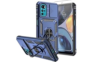 SKMY SMKY for Moto G Play 2024 Case,with Screen Protectors and Camera Cover,[Military Grade] 16ft.Drop Tested with Magnetic Kickstand Protective Case for Motorola G Play 4G 2024 6.5 inch, Blue