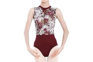 Dance Elite - Summervino - Wine Floral Dance Leotard For Women. Fashion Leotards for Women Ballet and Dance
