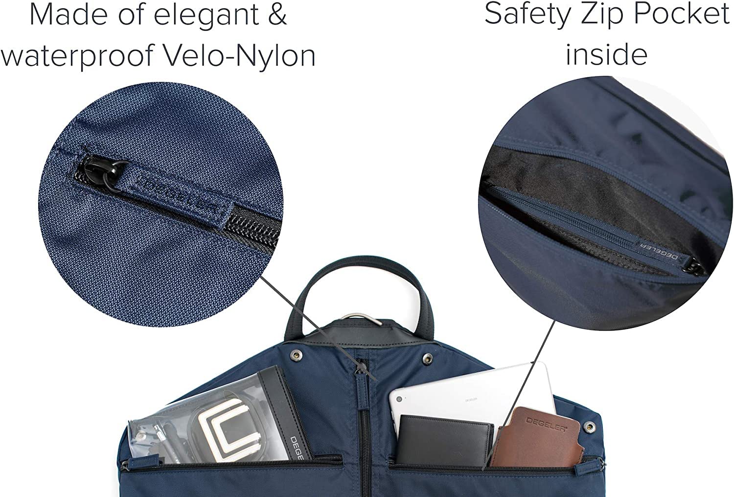 DEGELER DEGELER SkyHanger - Carry on Garment Bag with unique Titanium Suit Hanger for Men & Women - best-in-class functionality for wrinkle-free traveling - lightweight & water repellent nylon - Black