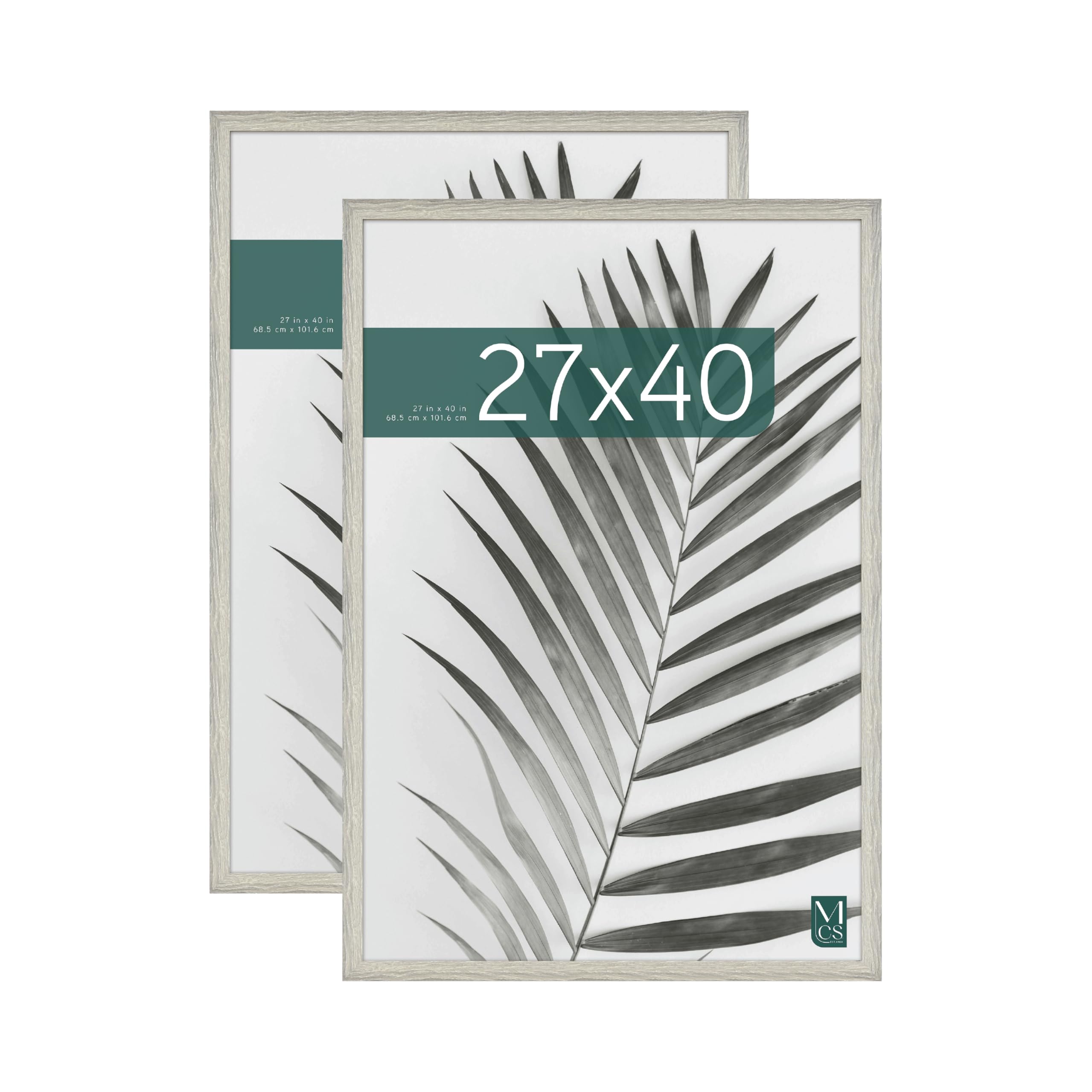 MCS Studio Gallery Movie Poster Frame 27x40 Gray Woodgrain, Vertical & Horizontal Wall Hanging Large Picture Frame for Photos, Artwork & Custom Posters (2-Pack) Image