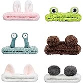 AIBFRID 6PCS Animal Ear Spa Headbands Face Wash Headband Cute Make Up Hairband Fuzzy Cat Head Band Soft Skincare Hair Accessories for Women Girls