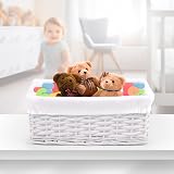Woodluv Storage Baskets Woven White Medium with Removable Liner view 4