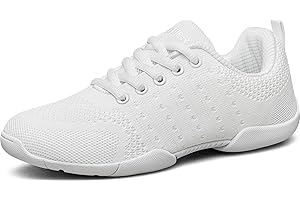 BAXINIER Girls White Cheerleading Shoes Lightweight Youth Cheer Competition Sneakers Kid Training Dance Tennis Shoes