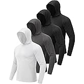 BOOJO 4 Pack Sun Hoodie for Men - UV UPF 50+ Fishing Shirts Long Sleeve Lightweight Tops for Athletic Running Gym Workout