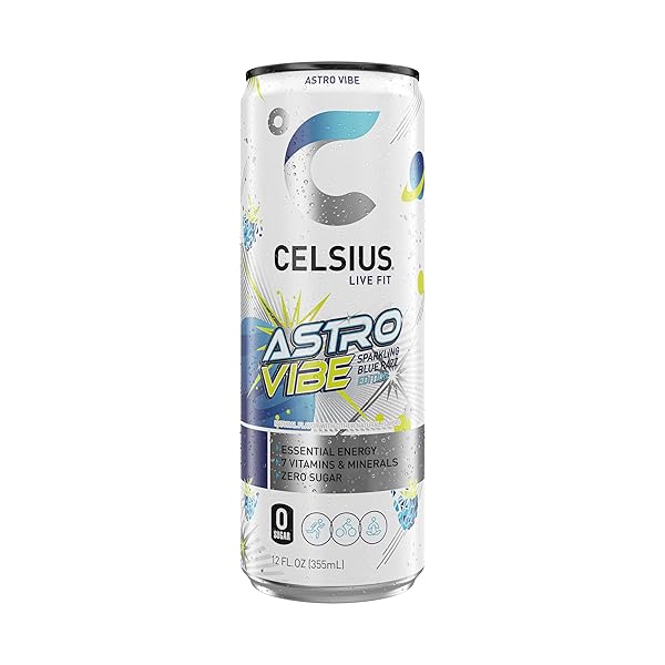 CELSIUS SPARKLING ASTRO VIBE, FUNCTIONAL ESSENTIAL ENERGY DRINK 12 FL OZ (PACK OF 12)