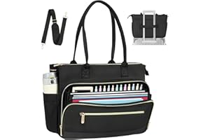 MoKo 15.6 Inch Laptop Bag for Women, Large Teacher Nurse Tote Work Bags Messenger Computer Handbag with File Pockets, Tablet 