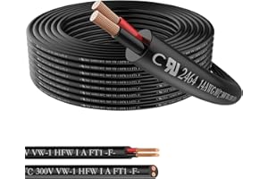HONENCN 14 Gauge 2 Conductor Electrical Wire, 50ft PVC Case Stranded Low Voltage 2 Wire Cable, 14/2 Tinned Copper Hookup Wire, Flexible Extension Power Cord for LED Lamp Lighting Speaker Automotive UL Listed