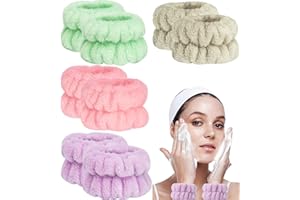 Taocar 8pcs Wrist Bands for Washing Face, Absorbent Face Washing Wristbands, Microfiber Women's Spa Wrist Towels, Stretchy Wash Band for Man Children, Prevent Water from Spilling Down Your Arms