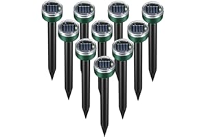 PESTMENTOR Mole Repellent for Lawns 10 Pack, Solar Powered SRepeller Ultrasonic Gopher Deterrent, Outdoor Waterproof Vole Vibration Stakes,Sonic Spike for Rodent Groundhog Snake Chipmunk