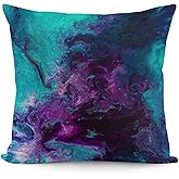 Yokepoh Purple Teal Turquoise Galaxy Nebulous Velvet Throw Pillow Cover Cozy Square Throw Pillow Case Home Decor for Bed Couch Sofa Living Room Cushion Case 18