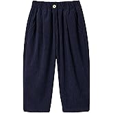 Volunboy Toddler Boys Corduroy Pants Cargo Sweatpants Solid Elastic Waist Casual Long Trousers