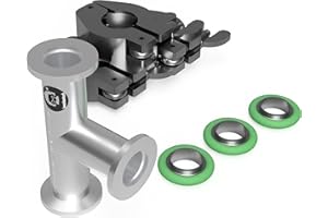 BROWNIAN MOTION TECHNOLOGY bmotiontech superior grade ISO-KF NW16 KF16 Flange Tee Fitting with 3 sets of Aluminum wing nut clamps & O-rings (KF16 Equal TEE w/ 3 clamps)