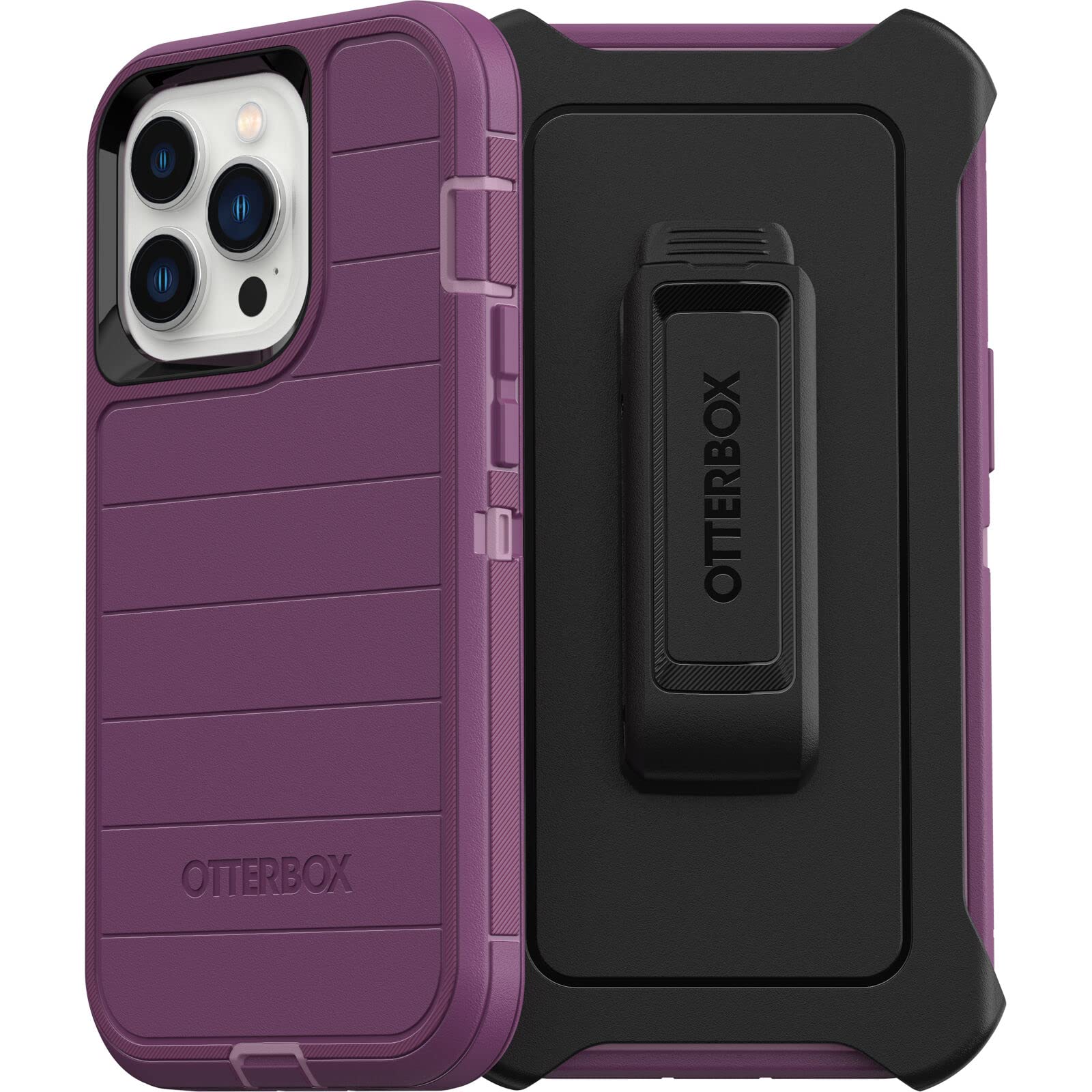 OtterBox iPhone 13 Pro (ONLY) Defender Series Pro Case - Happy Purple, screenless, Rugged & Durable, with Port Protection, Includes Holster Clip Kickstand