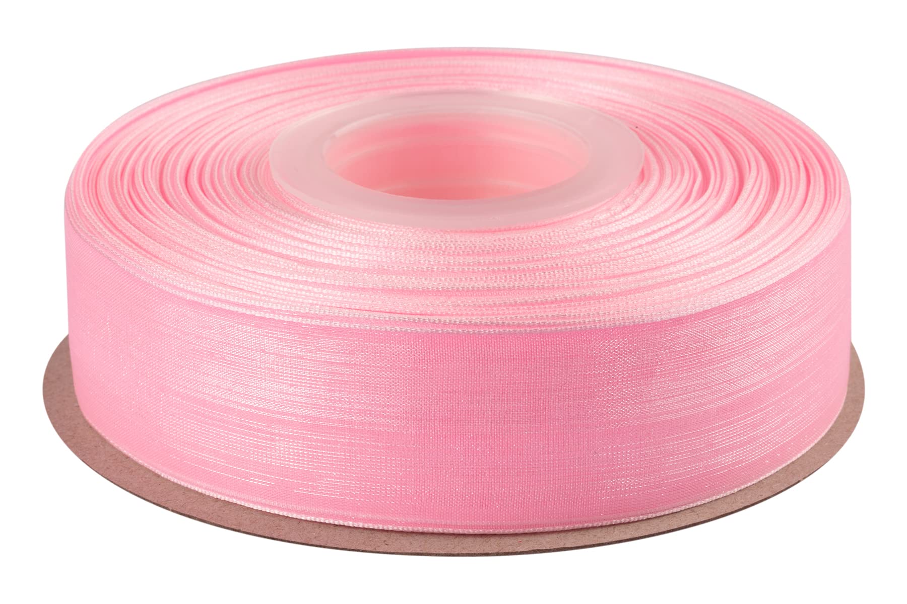 Ribbonitlux 25mm Sheer Organza Ribbon, Pink Shimmer Chiffon Ribbon 45M-Roll, Ideal for Wedding Events Christmas Decaration Making Floral Bouquets DIY Crafts