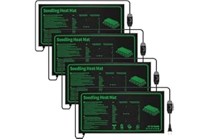 Ganeen 4 Pack Seedling Heat Mat for Seed Starting with Temperature Adjustable Knob 10" x 20" Waterproof Heating Pad for Plant Hydroponic Heating Pad Durable Germination Warm Mat for Indoor Home Garden