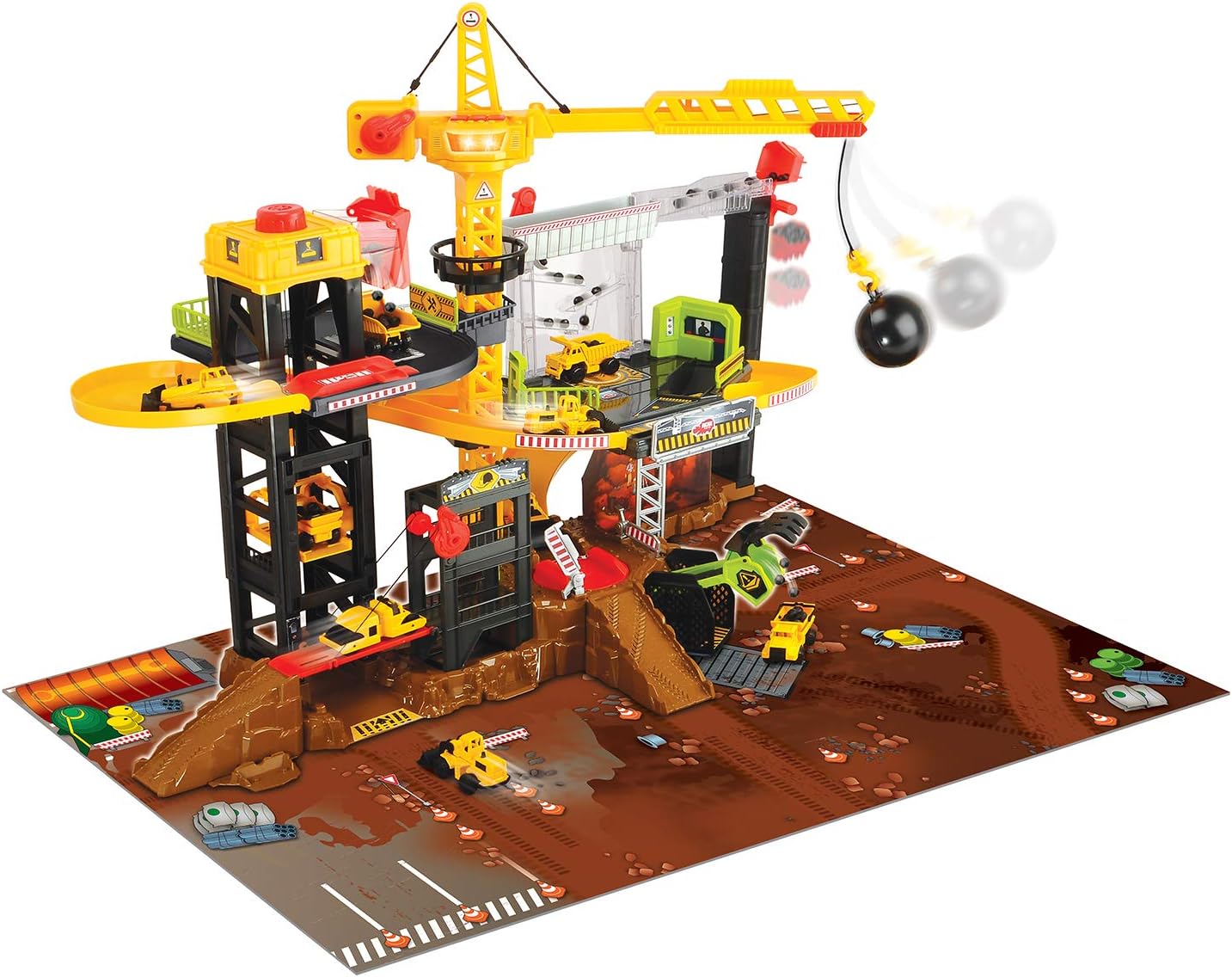 Dickie XXL Kids Construction Site PlaySet w/ Wrecking Ball Crane