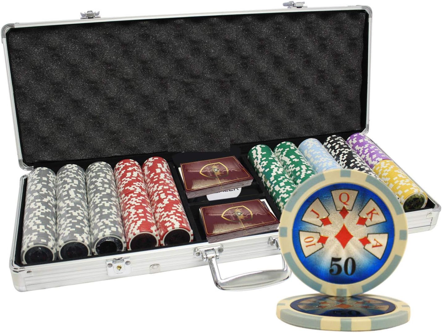 MRC 500pcs High Roller Laser Poker Chips Set with Aluminum
