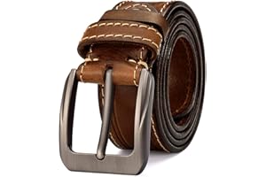 HOLMANSE Italian Full Grain Leather Belt Men Western Cowboy Belt for Jeans 1.5 Wide 7 Holes Gift Box Packaging