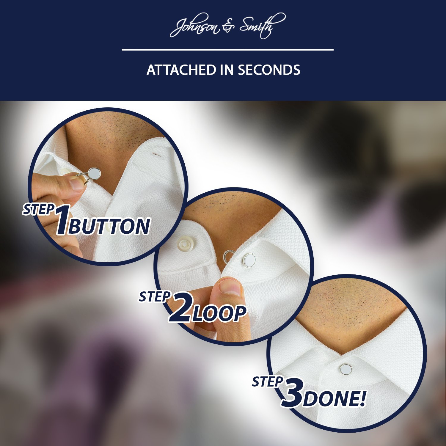 Johnson & Smith White Metal Collar Extenders Stretch Neck Extender for 1/2 Size Expansion of Men Dress Shirts, 5 +1 Pack, 3/8