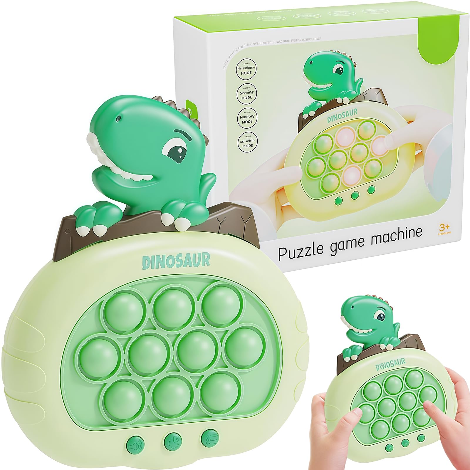 Light Up Pop It Game, Quick Push Bubbles, Dinosaure Handheld, Sensory Fidget Toys for Autism, Puzzle Pop Game Controller Santa Push Button Toy for Kids Xmas Gifts