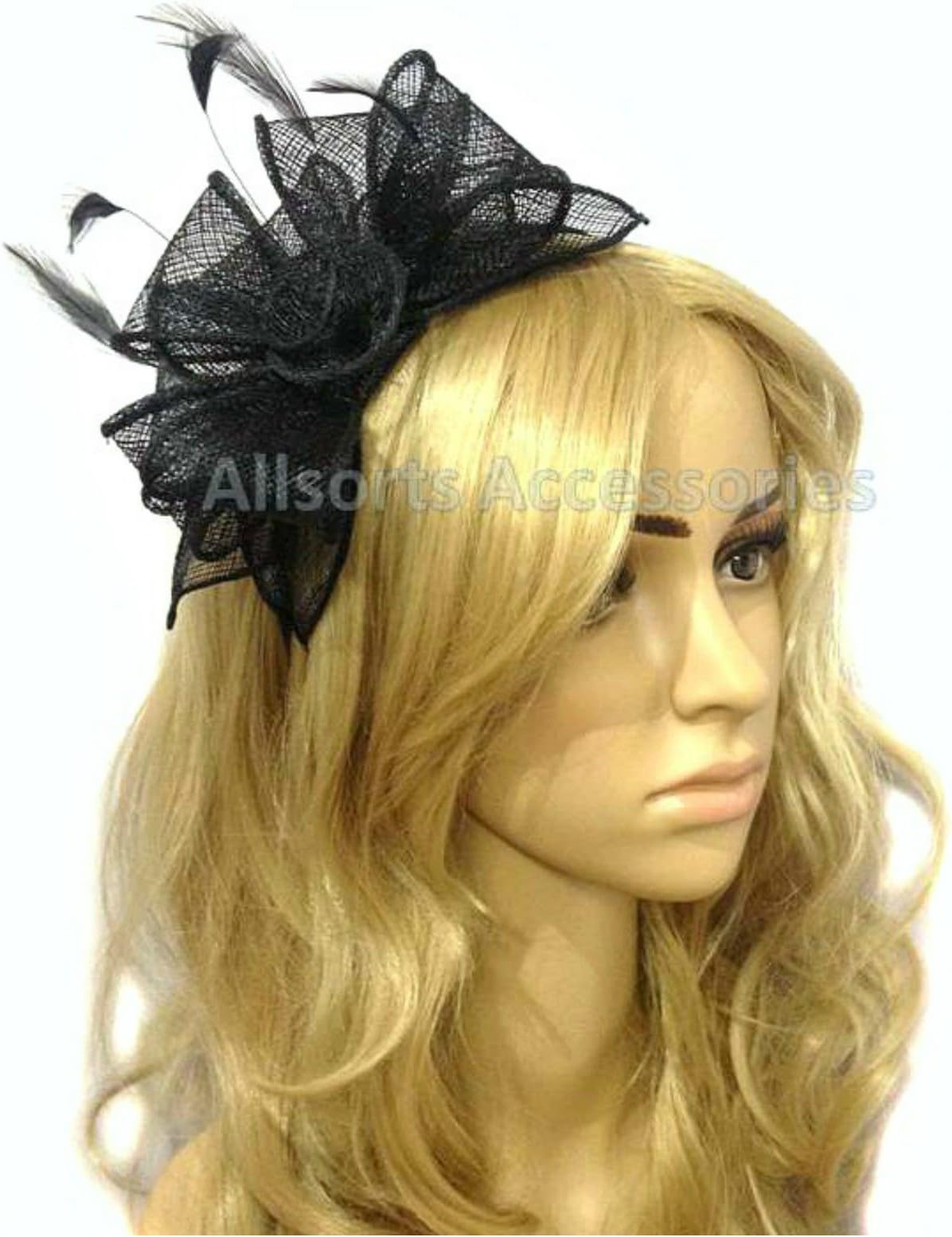 Black Headband Aliceband Hat Fascinator Wedding Ladies Day Race Royal Ascot