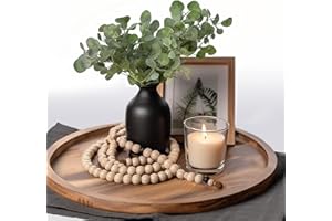 ELTNEGSA 11.5 Inch Small Wood Round Decorative Tray for Home Decor, Coffee Table, Dining Table, Kitchen Island, Bathroom Counter