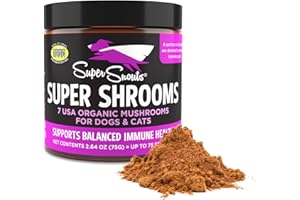 Super Snouts Super Shrooms Mushroom Immune Support Supplement for Dogs and Cats, 2.64 oz - Made in USA Organic Non-GMO, Immune Health for Strong Immunity, 7 Mushroom Blend Powder