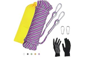 DELLNA 8mm Static Climbing Rope - Heavy Duty Climbing Rope for Rock Climbing, Tree Climbing Gear, Arborist Rope, and Camping Rope - 10m (32ft), 20m (64ft), 30m (96ft)