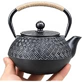 Cast Iron Teapot Tea Kettle pot with Stainless Steel Infuser, 300ml/10oz | Durable,Sturdy,Classic,Even Heat Distribution,High Boiling Point,Iron Supplementation for Health