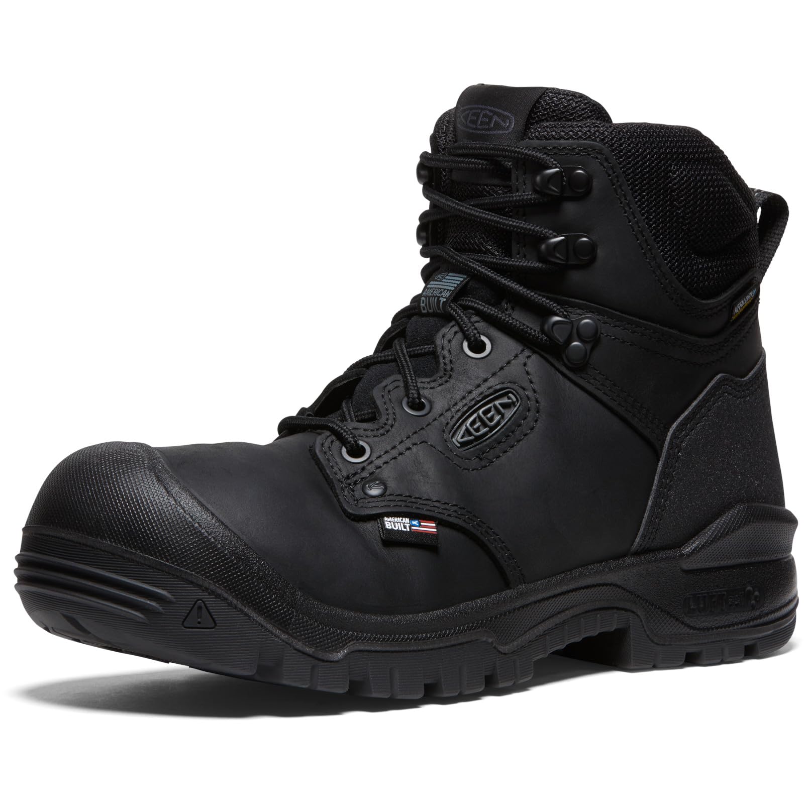 KEEN Utility Men’s Independence 6″ Leather Waterproof Soft Toe Work Boots, Black/Black, 15 Wide