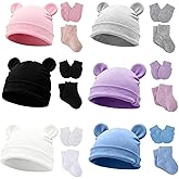 6 Packs Preemie Hats Mittens and Socks Set Cotton Newborn Preemie Socks Beanie Hat No Scratch Mittens for Girls Boys Infant Multicolor